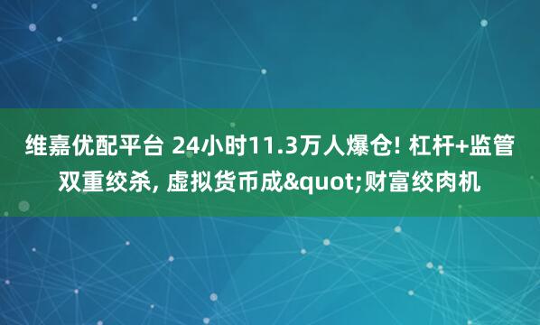 维嘉优配平台 24小时11.3万人爆仓! 杠杆+监管双重绞杀, 虚拟货币成"财富绞肉机