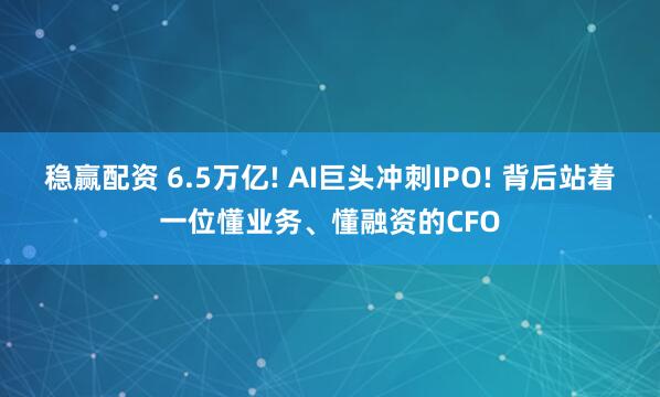 稳赢配资 6.5万亿! AI巨头冲刺IPO! 背后站着一位懂业务、懂融资的CFO